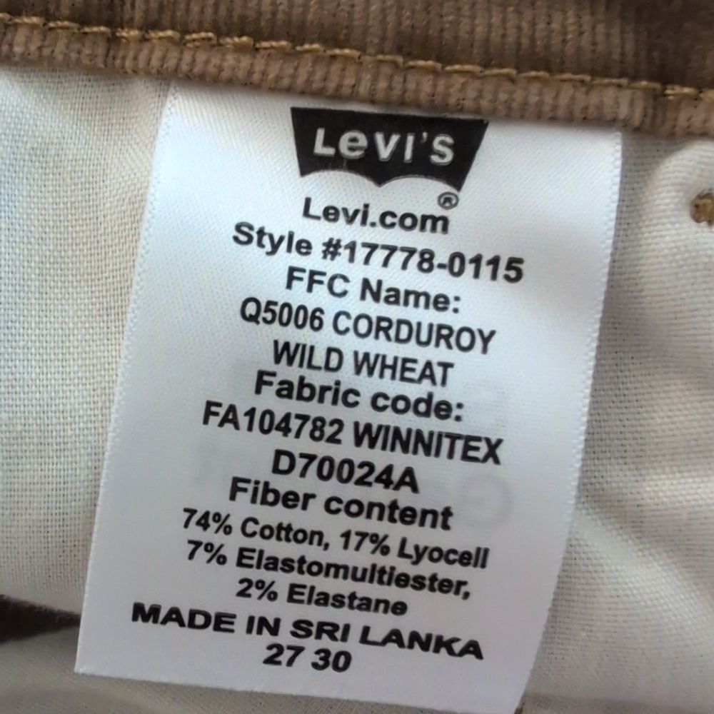 Levis 710 Corduroy Super Skinny Brown Pants - Size 27 - Picture 10 of 11